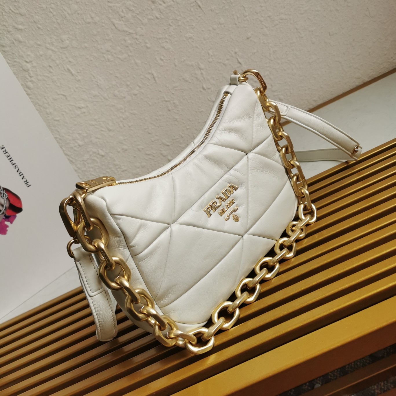Pra*a system patchwork bag in white nappa leather