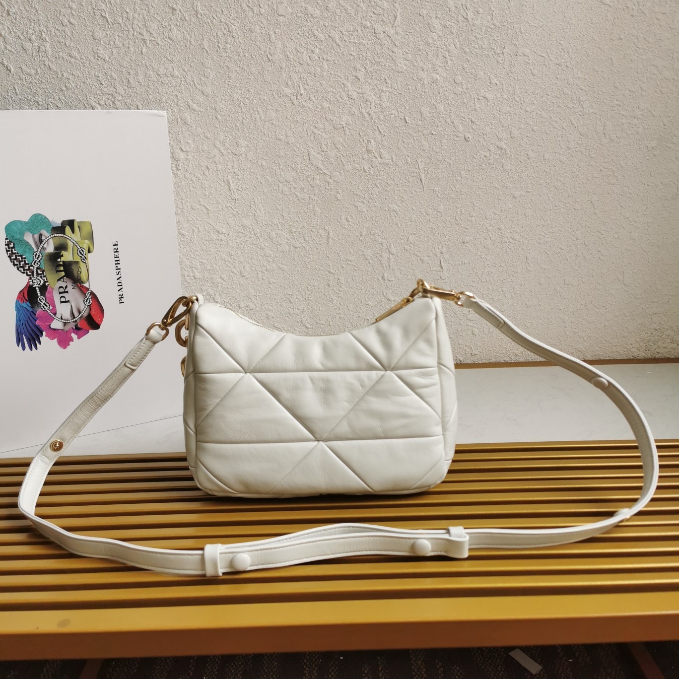 Pra*a system patchwork bag in white nappa leather