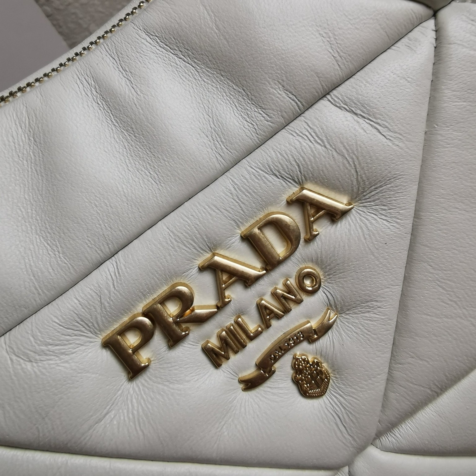 Pra*a system patchwork bag in white nappa leather