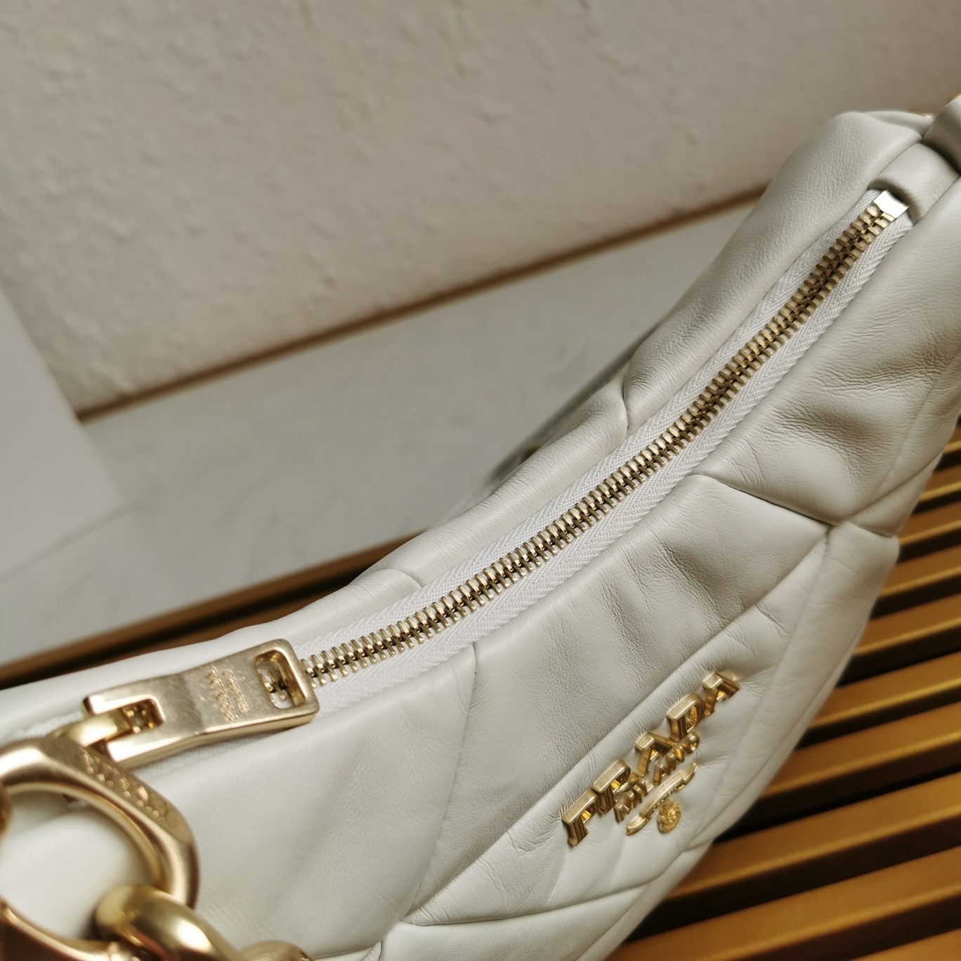 Pra*a system patchwork bag in white nappa leather