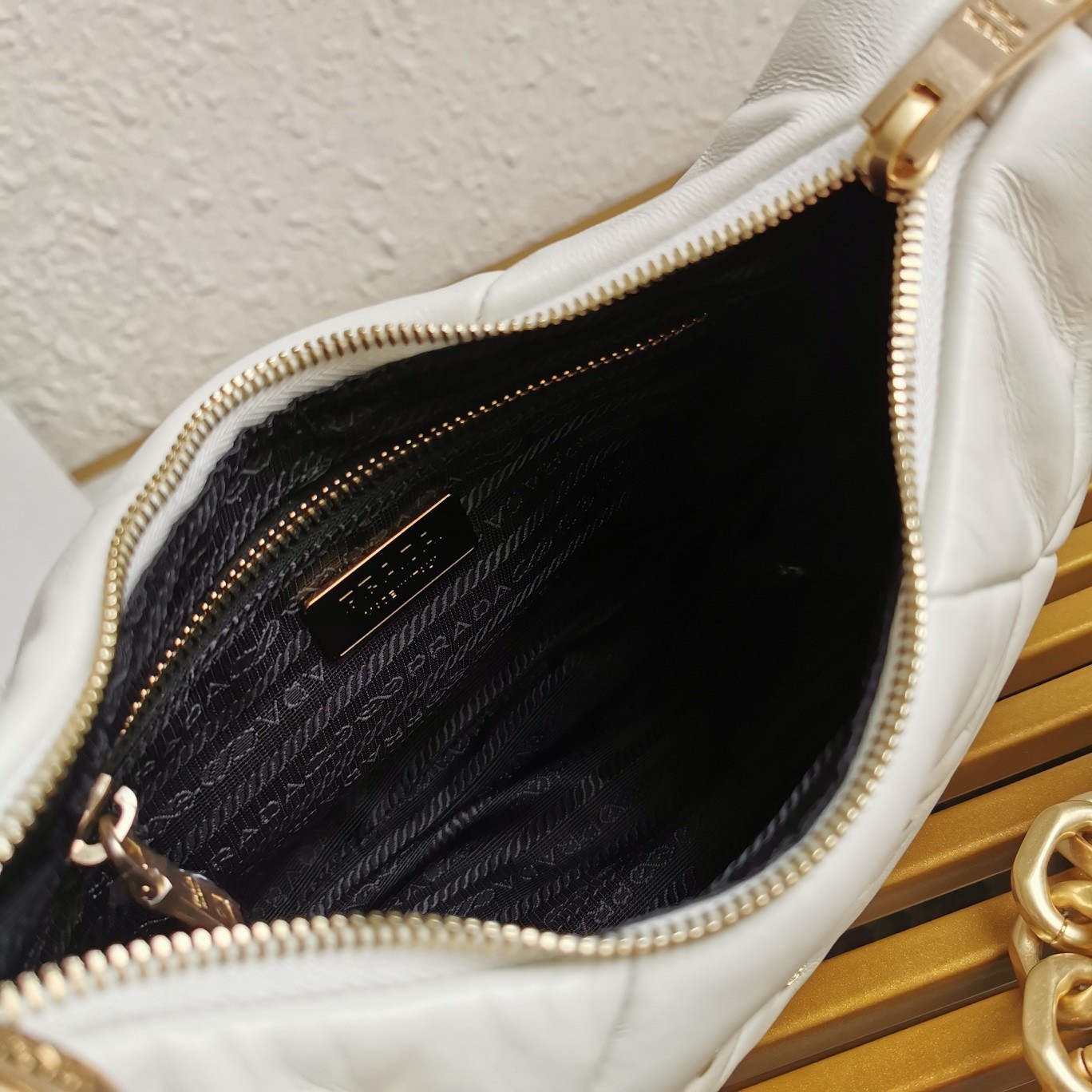 Pra*a system patchwork bag in white nappa leather