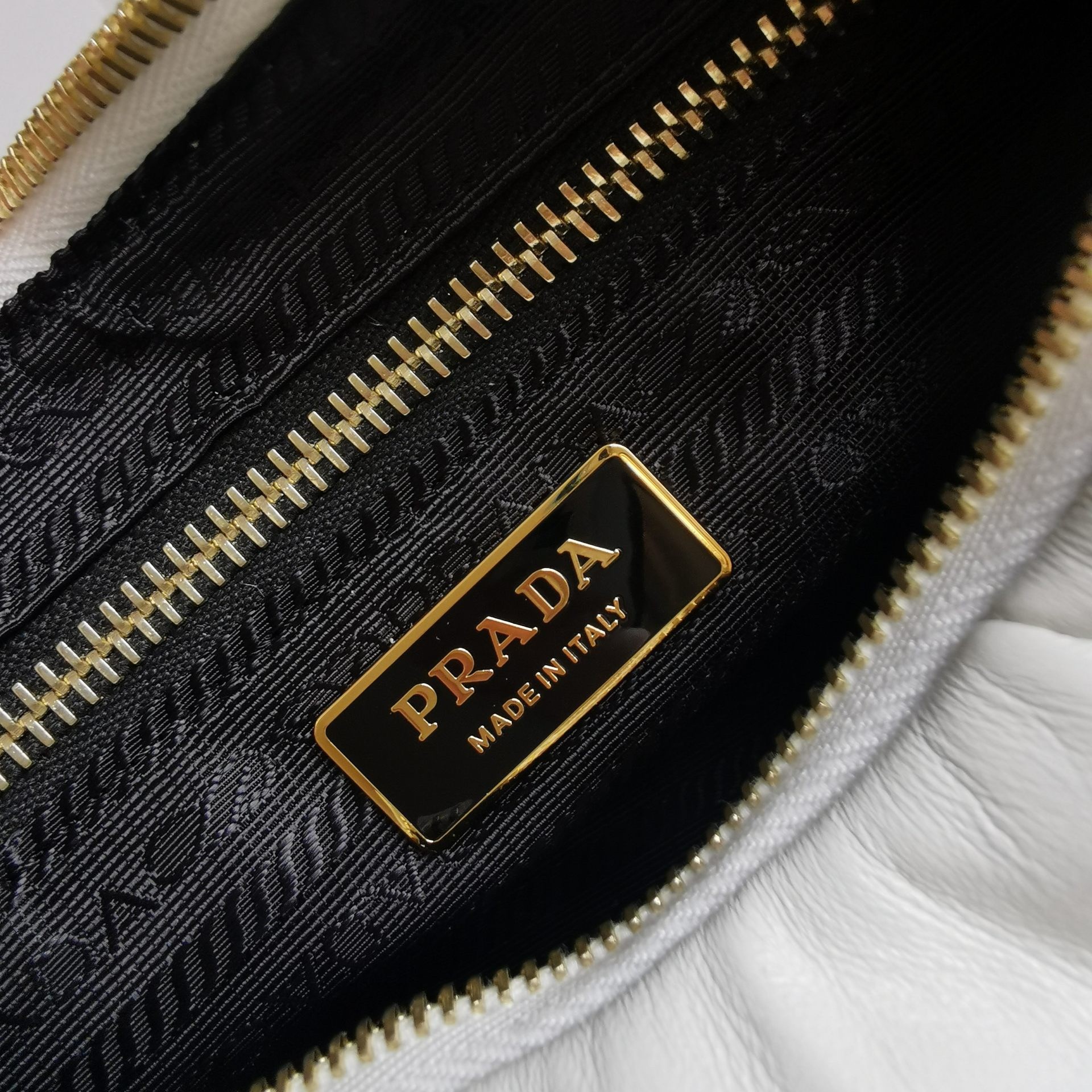 Pra*a system patchwork bag in white nappa leather