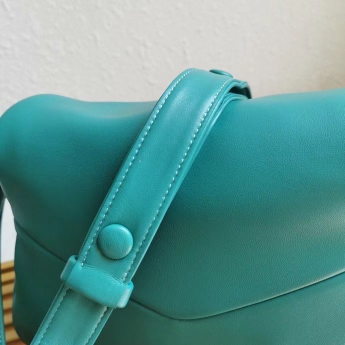 Pra*a signaux bag in peacock blue padded nappa leather