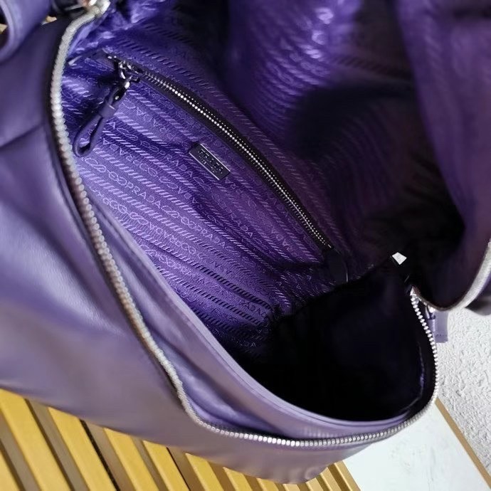 Pra*a signaux bag in violet padded nappa leather