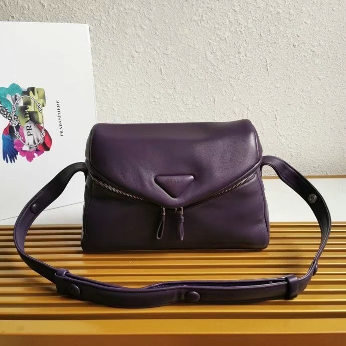 Pra*a signaux bag in violet padded nappa leather