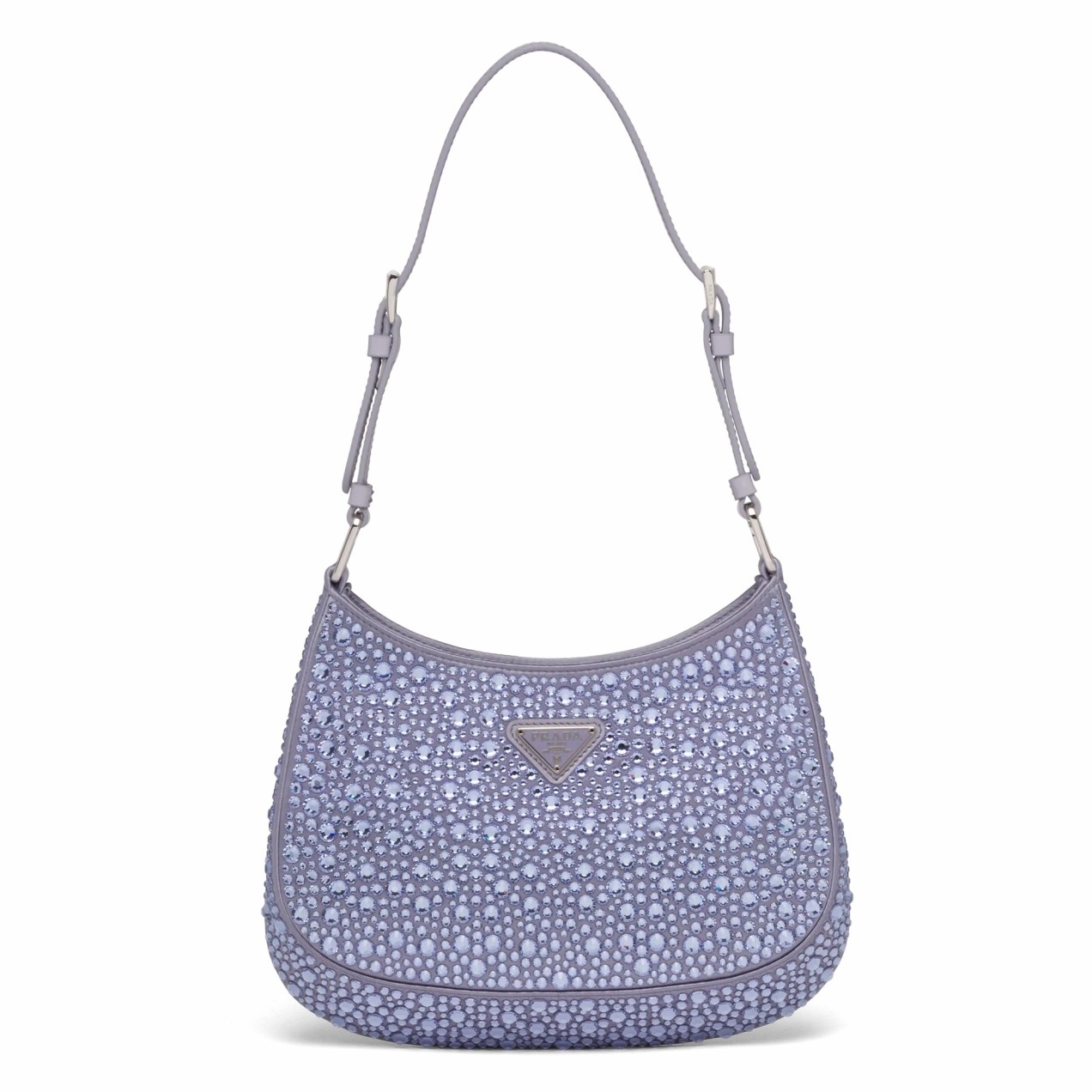 Pra*a cleo bag in wisteria satin with cystal appliques