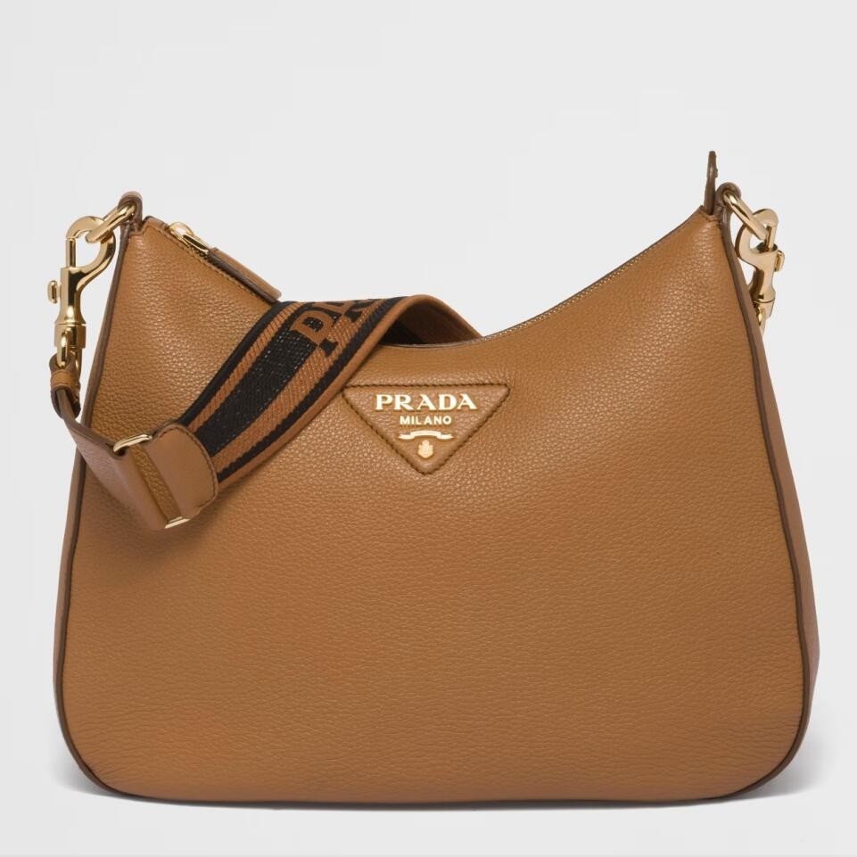 Pra*a shoulder bag in brown grained leather