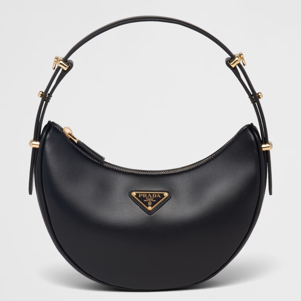 Pra*a arque shoulder bag in black leather