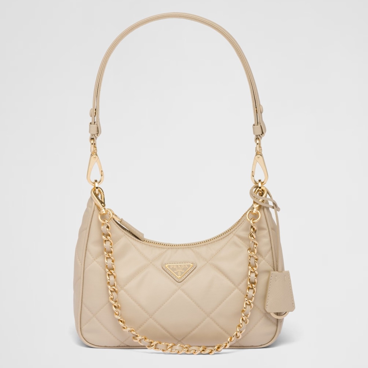 Pra*a re-edition 1995 chaine mini bag in beige re-nylon