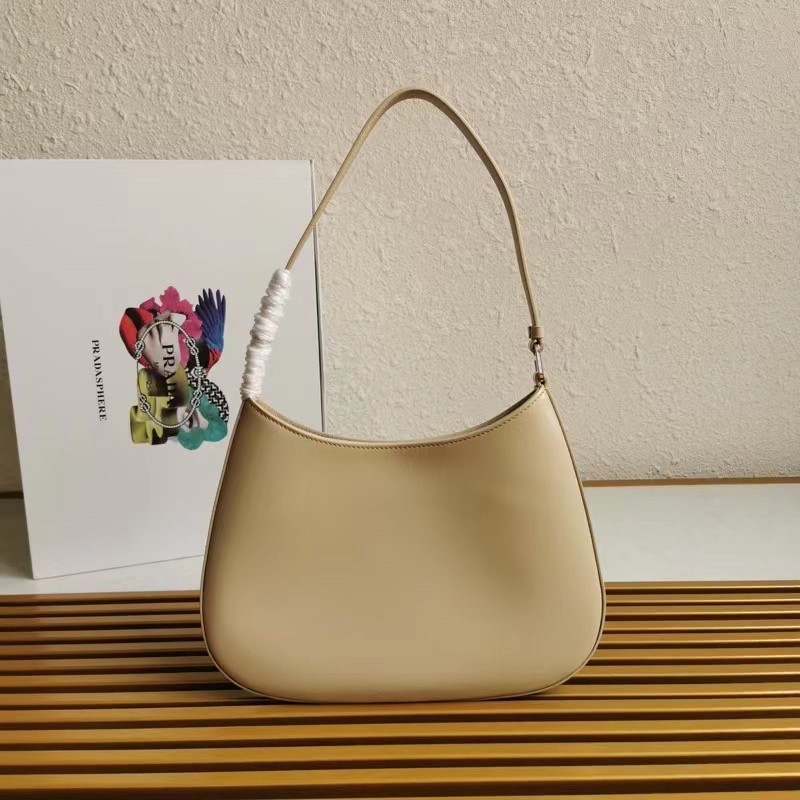 Pra*a cleo shoulder small bag in beige brushed leather