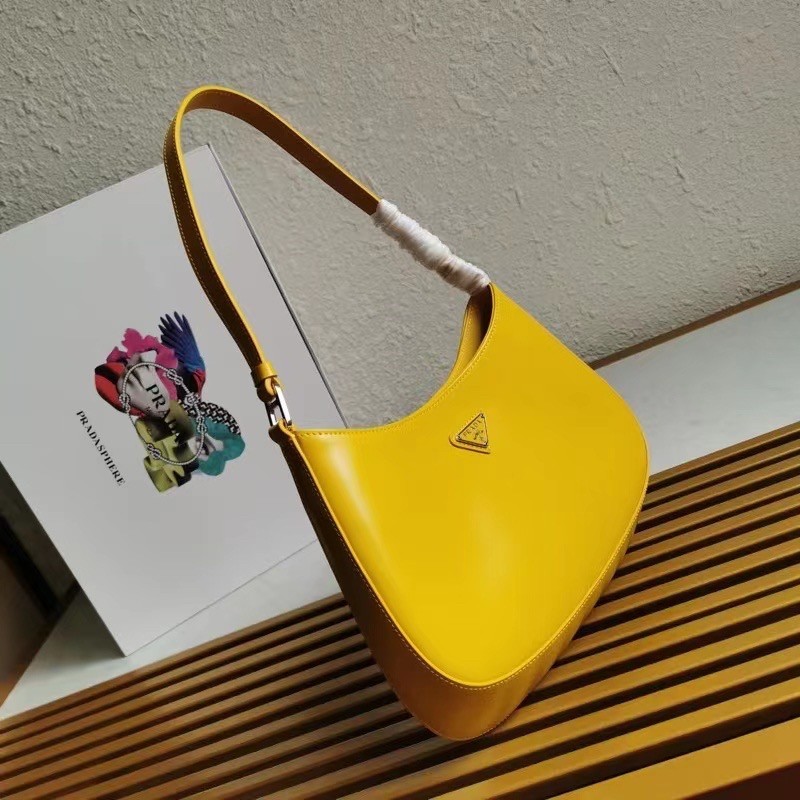 Pra*a cleo shoulder small bag in yellow brushed leather