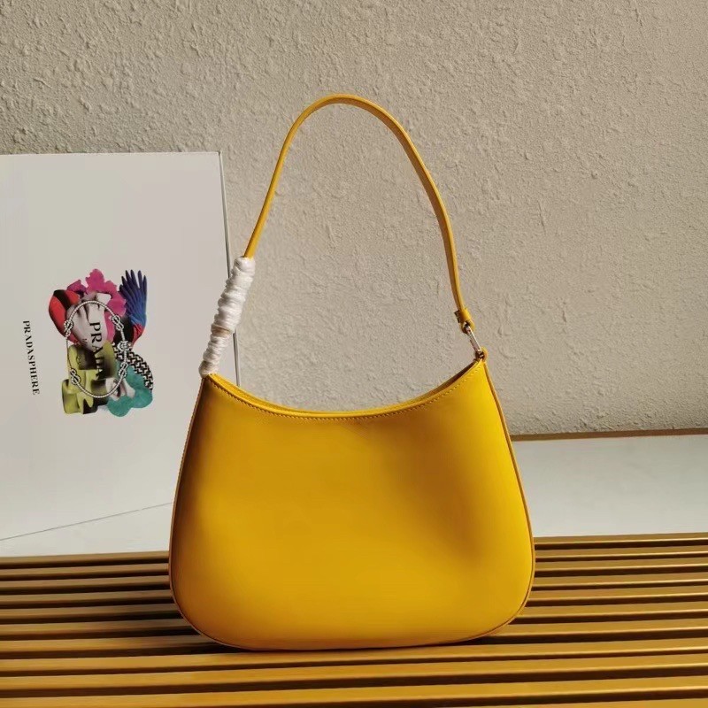 Pra*a cleo shoulder small bag in yellow brushed leather