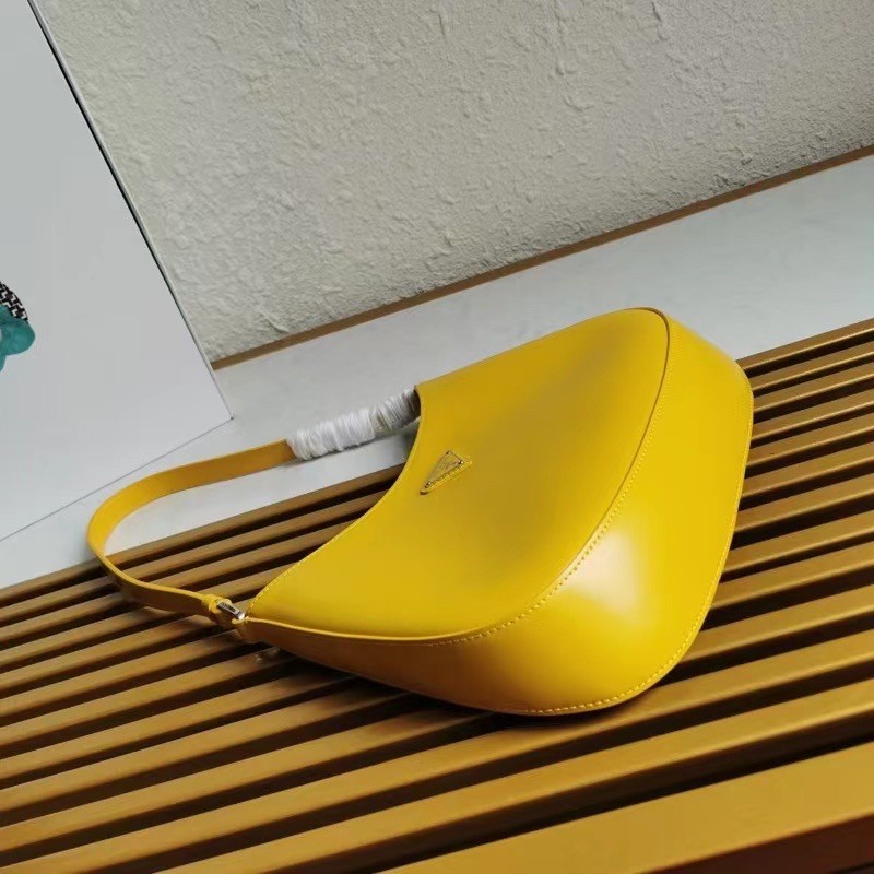 Pra*a cleo shoulder small bag in yellow brushed leather