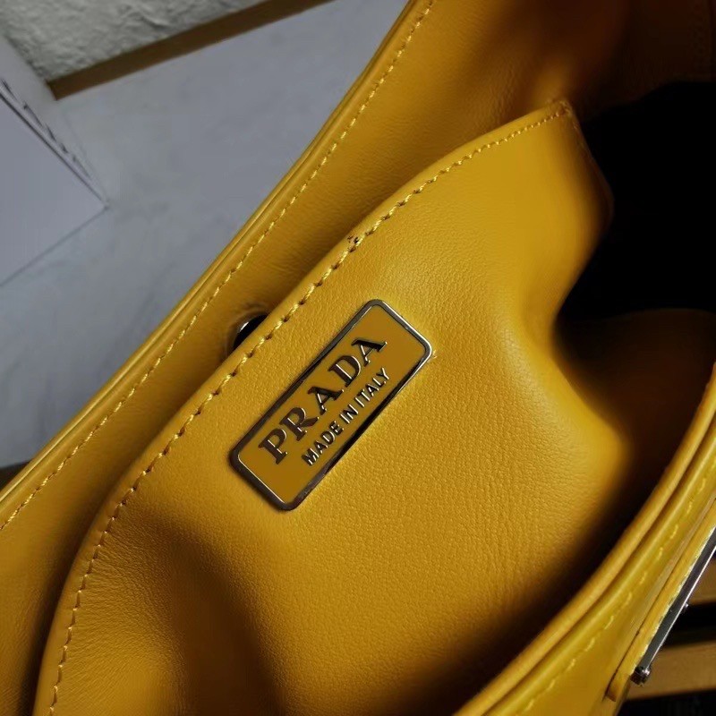 Pra*a cleo shoulder small bag in yellow brushed leather