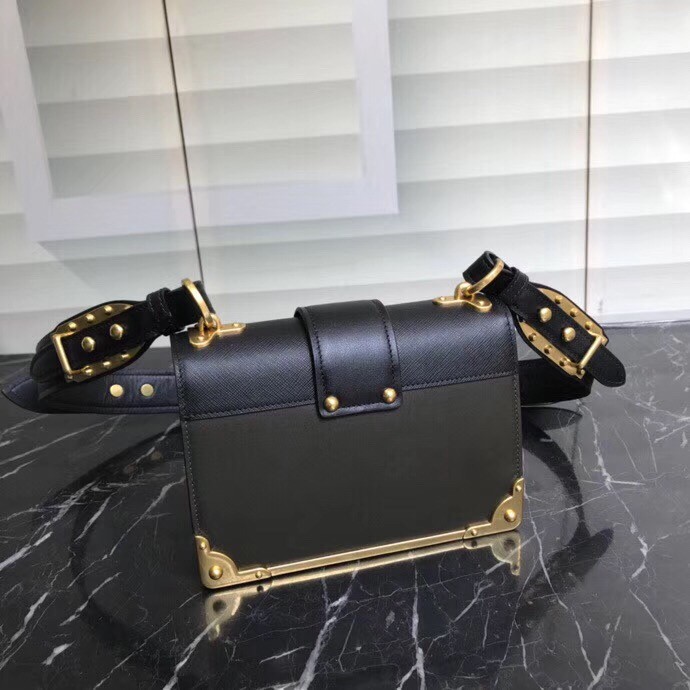 Pra*a cahier shoulder bag in green/black leather