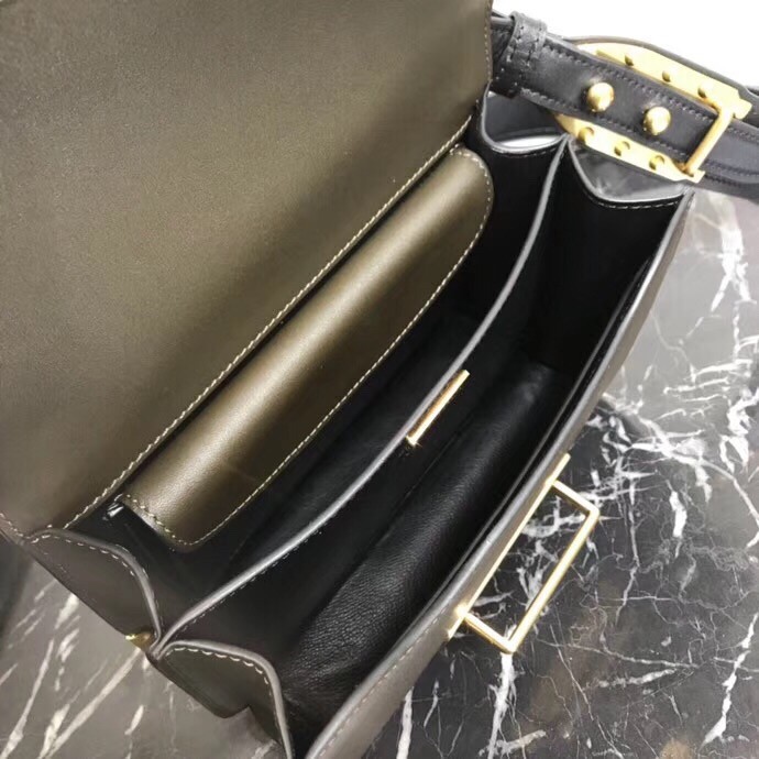 Pra*a cahier shoulder bag in green/black leather