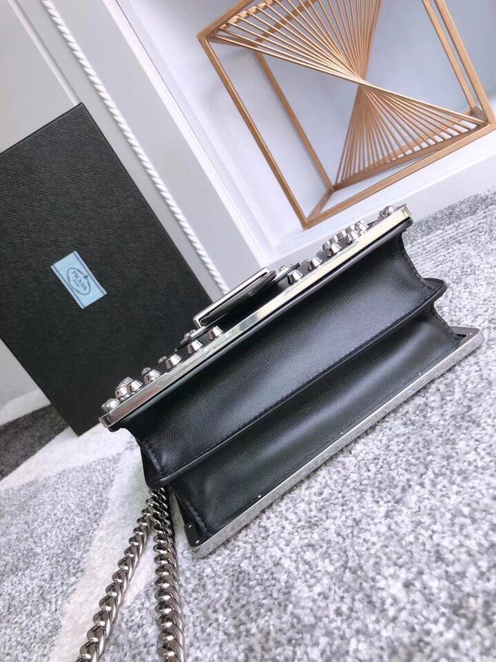 Pra*a cahier studded leather shoulder bag