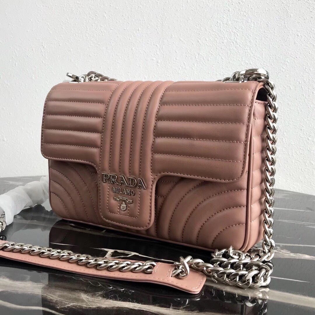 Pra*a diagramme flap bag in nude calfskin