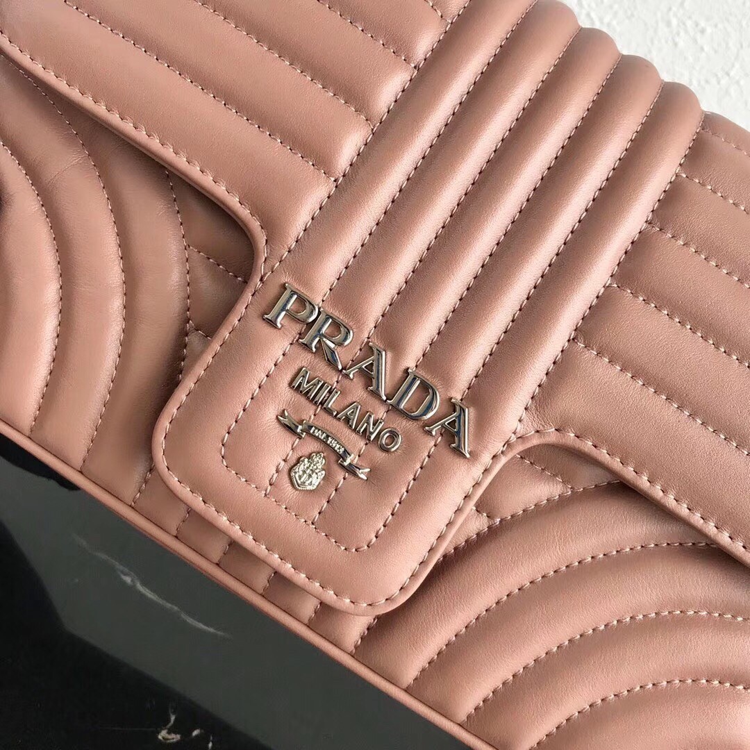 Pra*a diagramme flap bag in nude calfskin