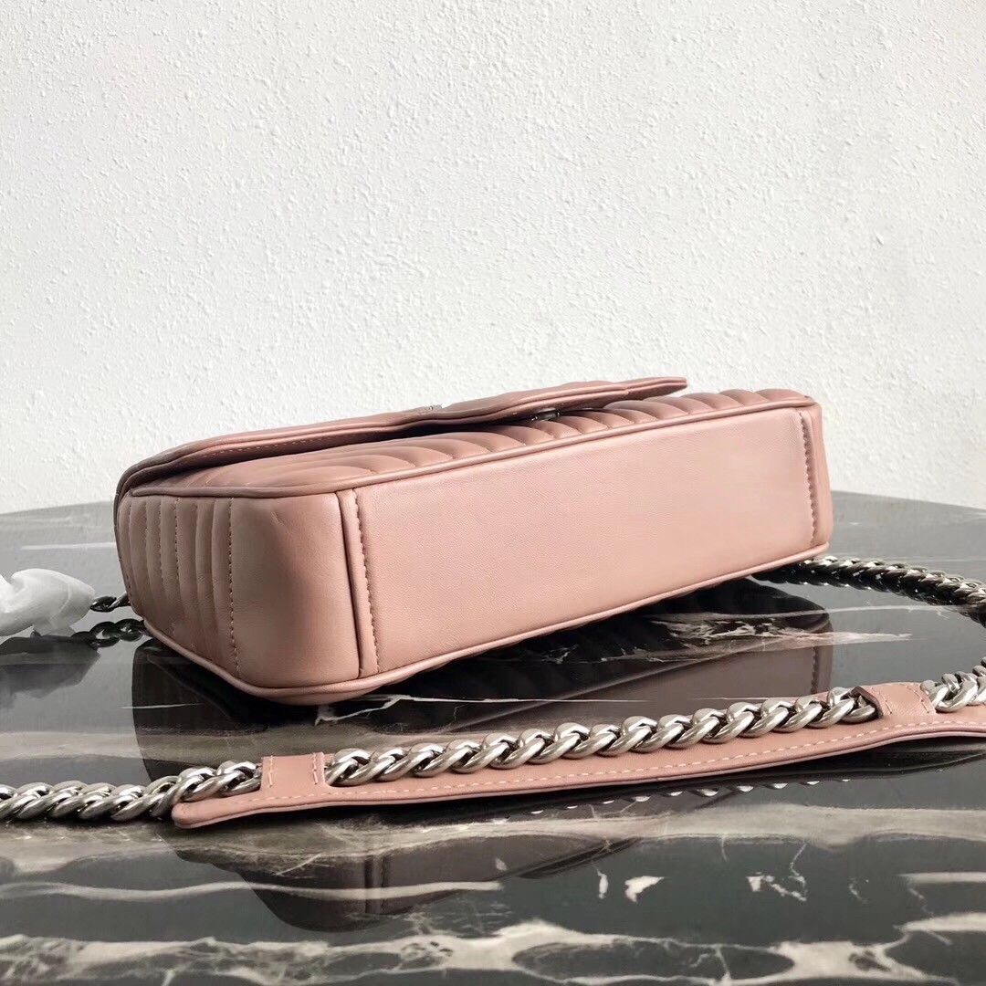 Pra*a diagramme flap bag in nude calfskin