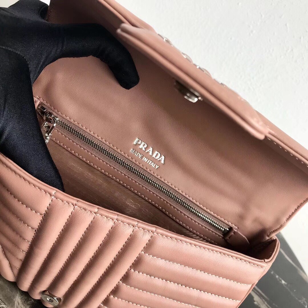 Pra*a diagramme flap bag in nude calfskin