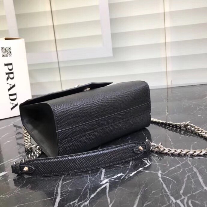 Pra*a so black monochrome flap bag