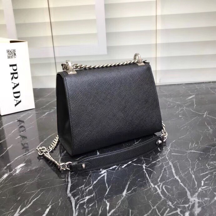 Pra*a so black monochrome flap bag