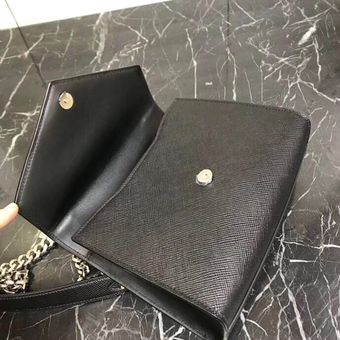 Pra*a so black monochrome flap bag