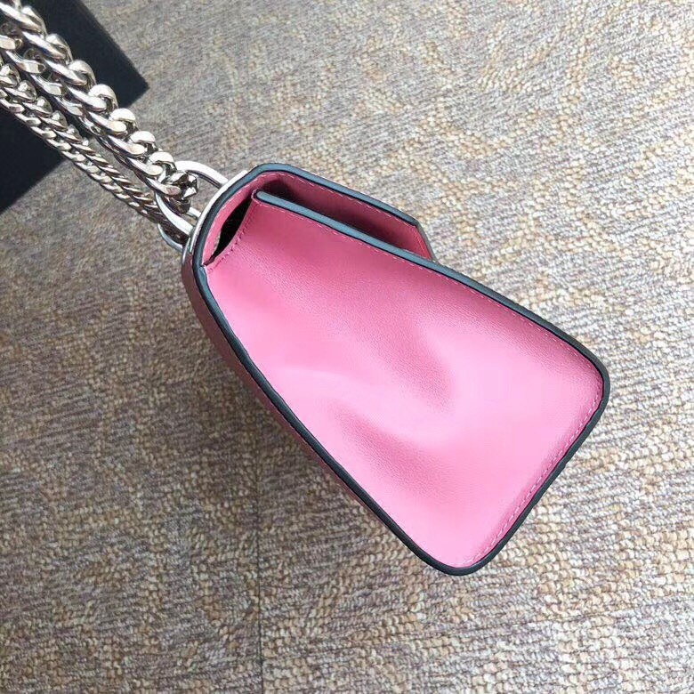 Pra*a monochrome flap bag in petal pink saffiano leather