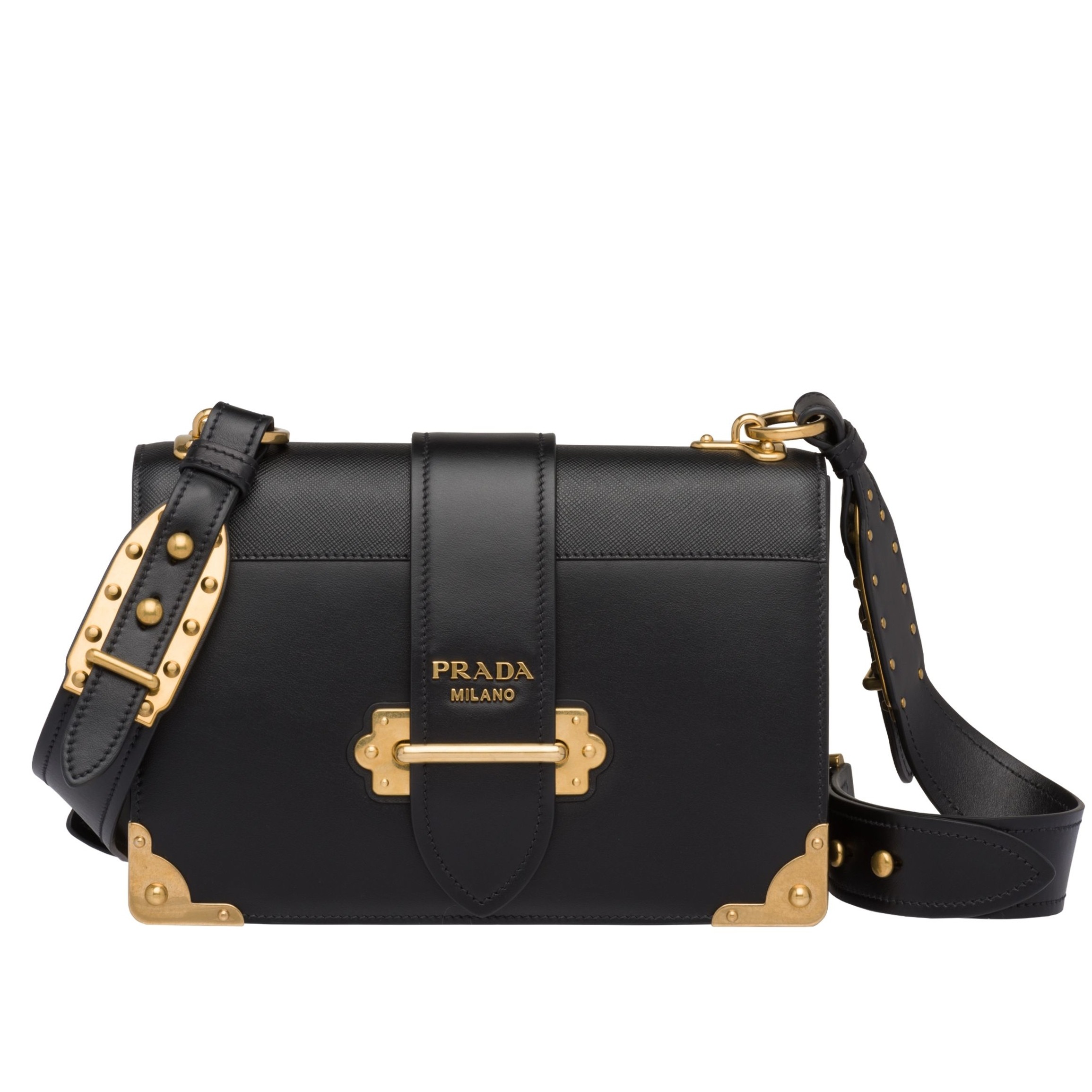 Pra*a large cahier bag in black leather