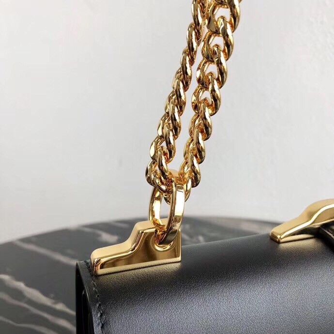 Pra*a belle shoulder bag in black calfskin