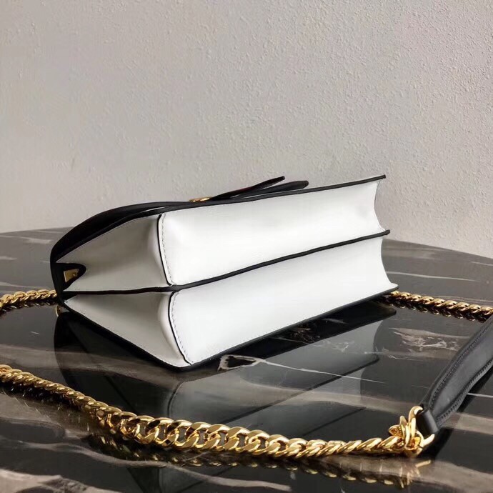 Pra*a belle shoulder bag in black/white calfskin