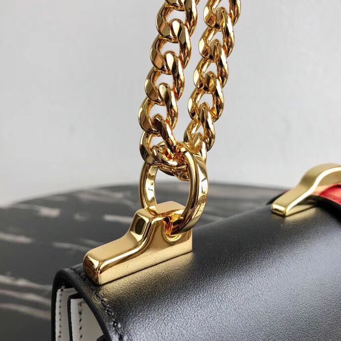 Pra*a belle shoulder bag in black/white calfskin