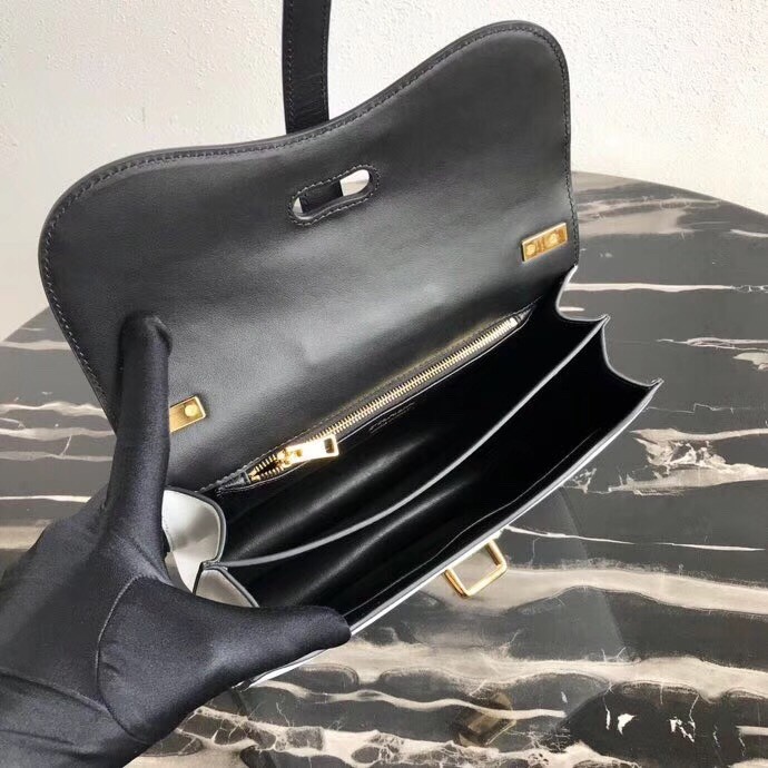 Pra*a belle shoulder bag in black/white calfskin