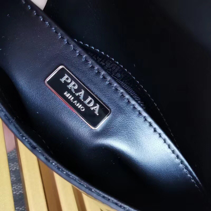 Pra*a black brushed leather cleo shoulder bag with flap