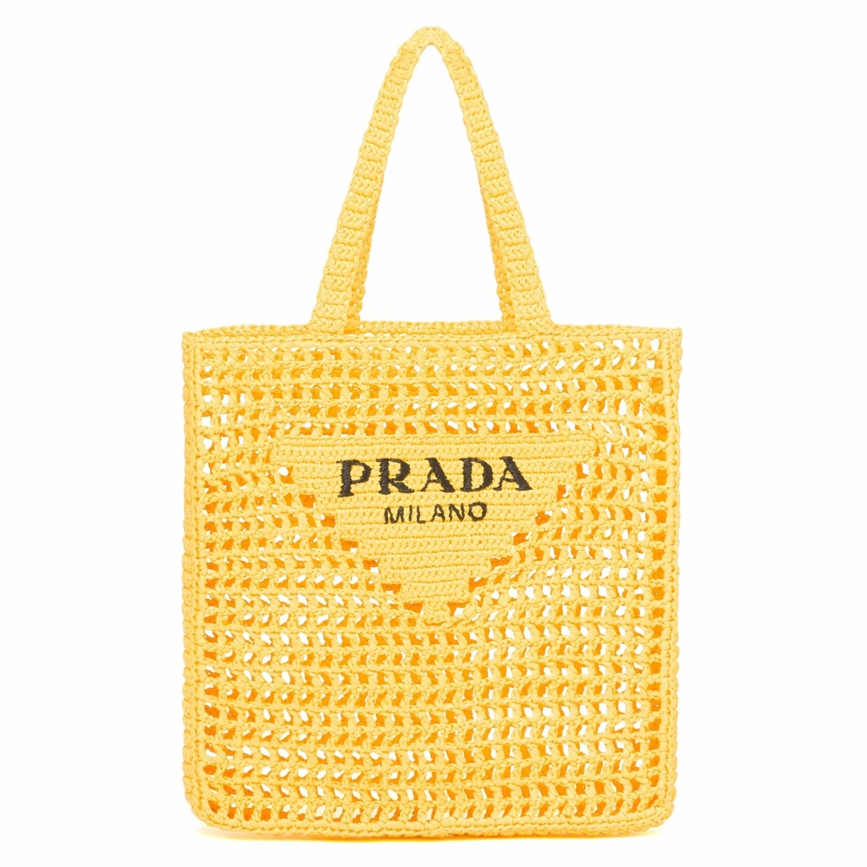 Pra*a small tote bag in yellow woven raffia