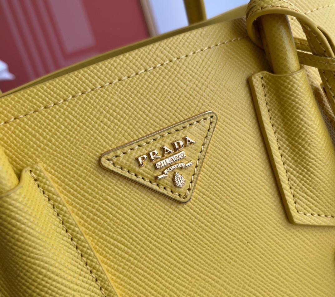 Pra*a double mini bag in yellow saffiano leather