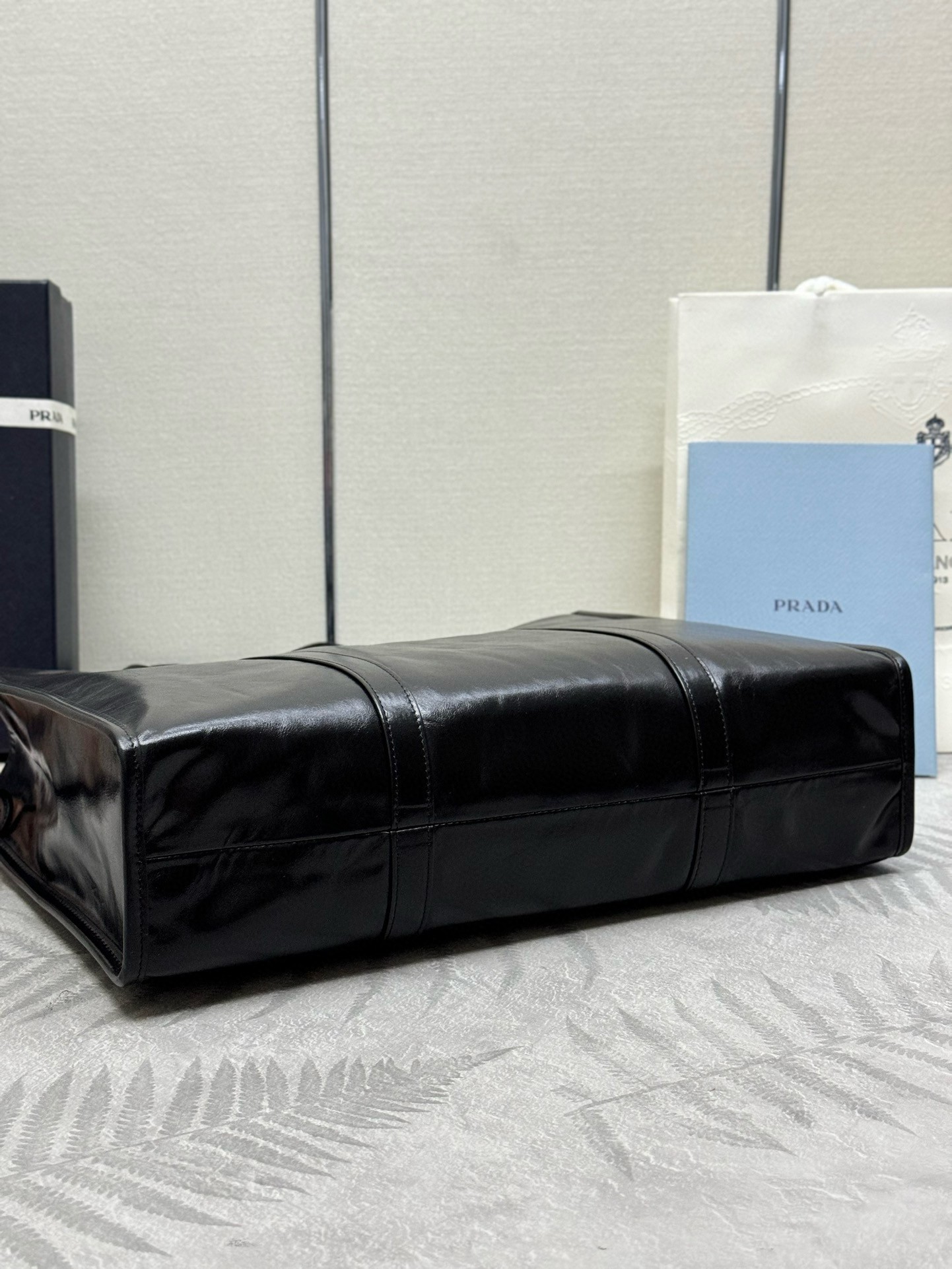 Pra*a large tote bag in black lambskin