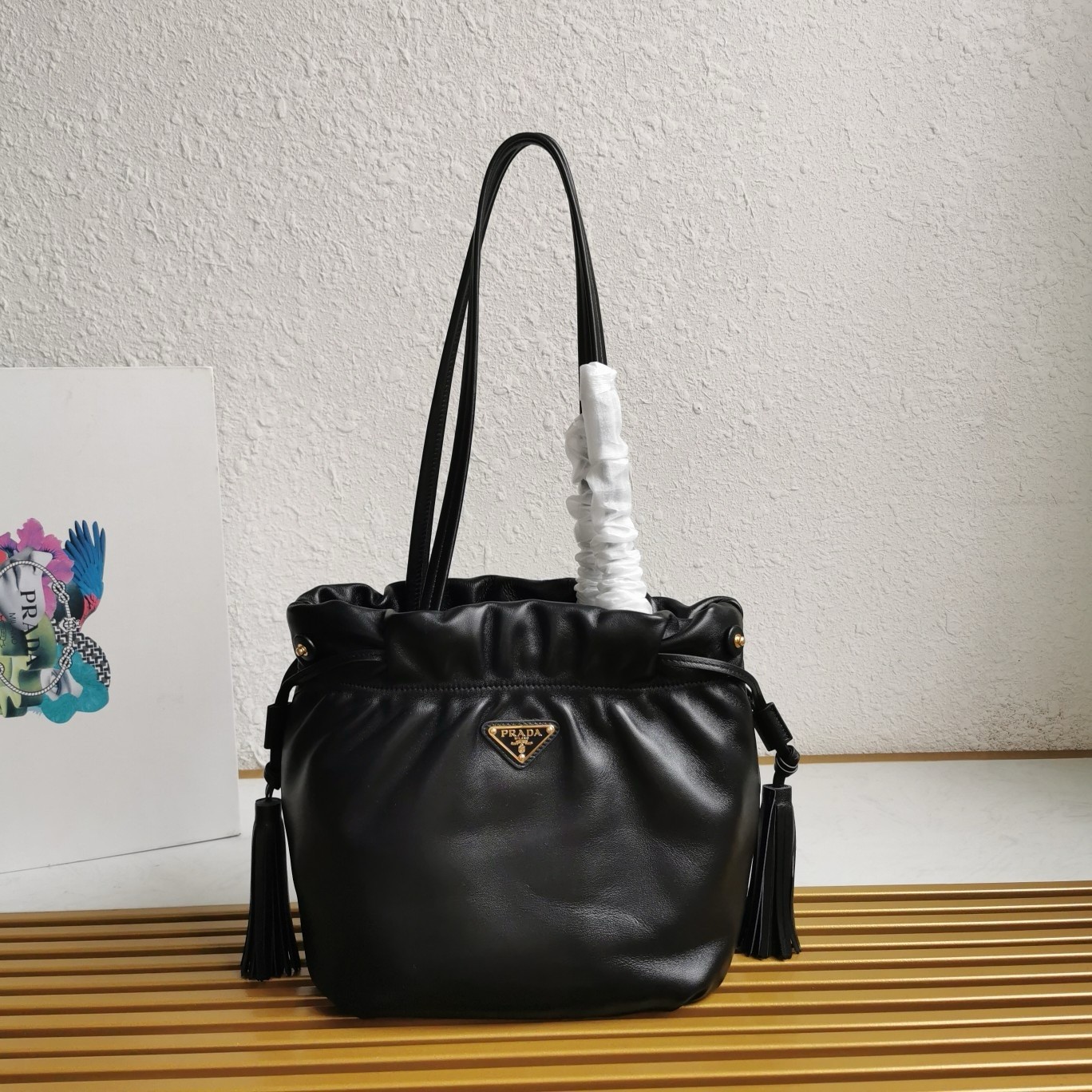 Pra*a shoulder bag in black nappa leather