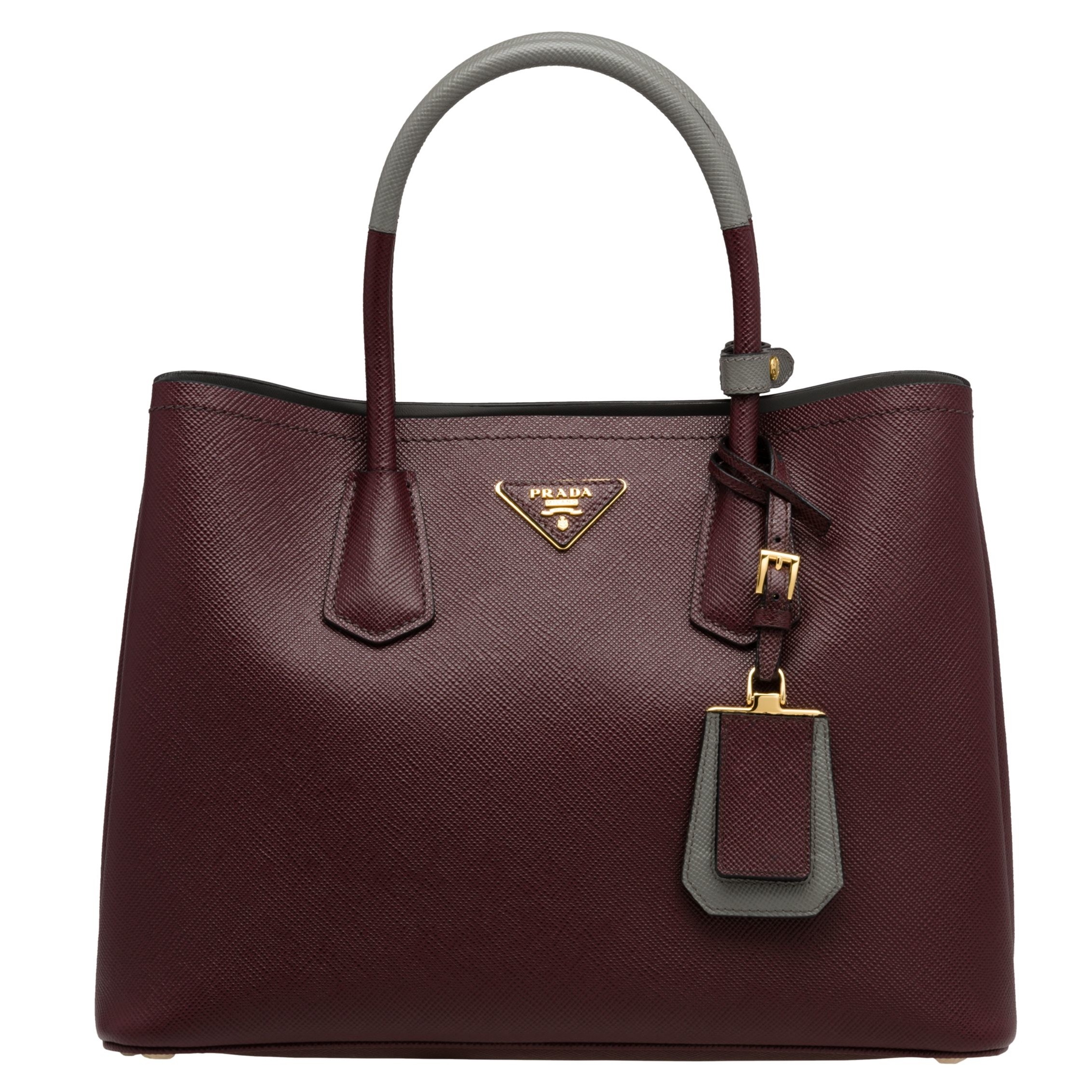 Pra*a bicolor double medium garnet saffiano bag