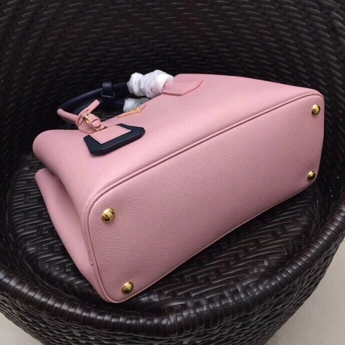 Pra*a bicolor double medium pink saffiano bag