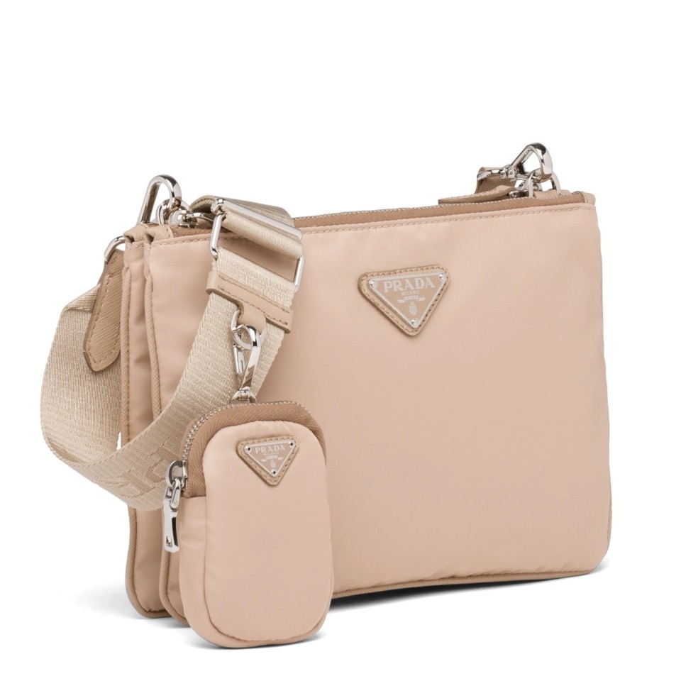 Pra*a beige nylon re-edition 2000 shoulder bag