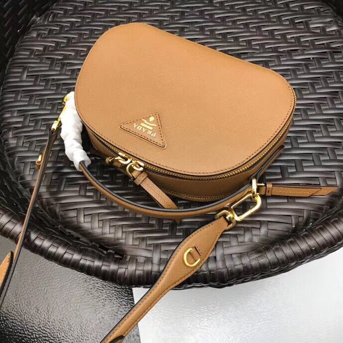 Pra*a odette camel saffiano leather bag