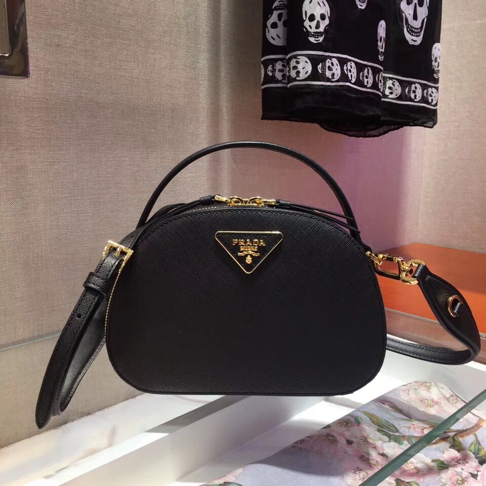 Pra*a odette black saffiano leather bag