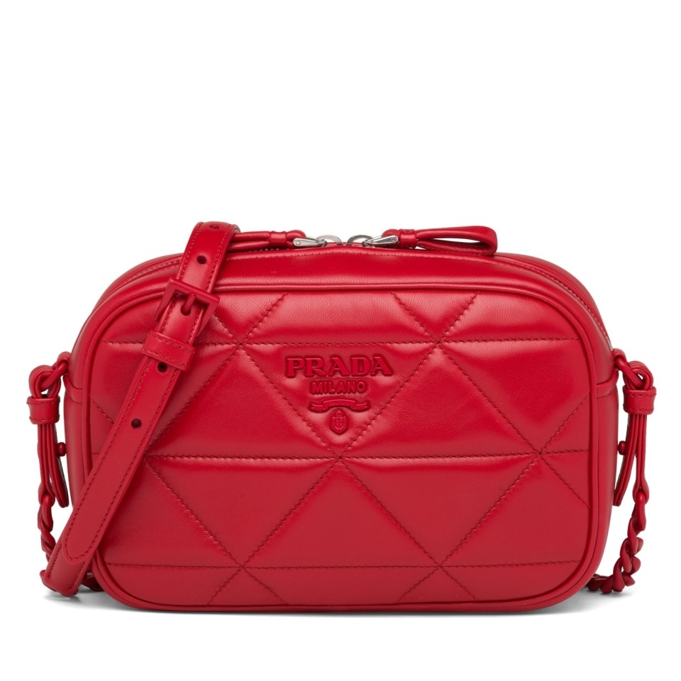 Pra*a spectrum camera bag in red nappa leather