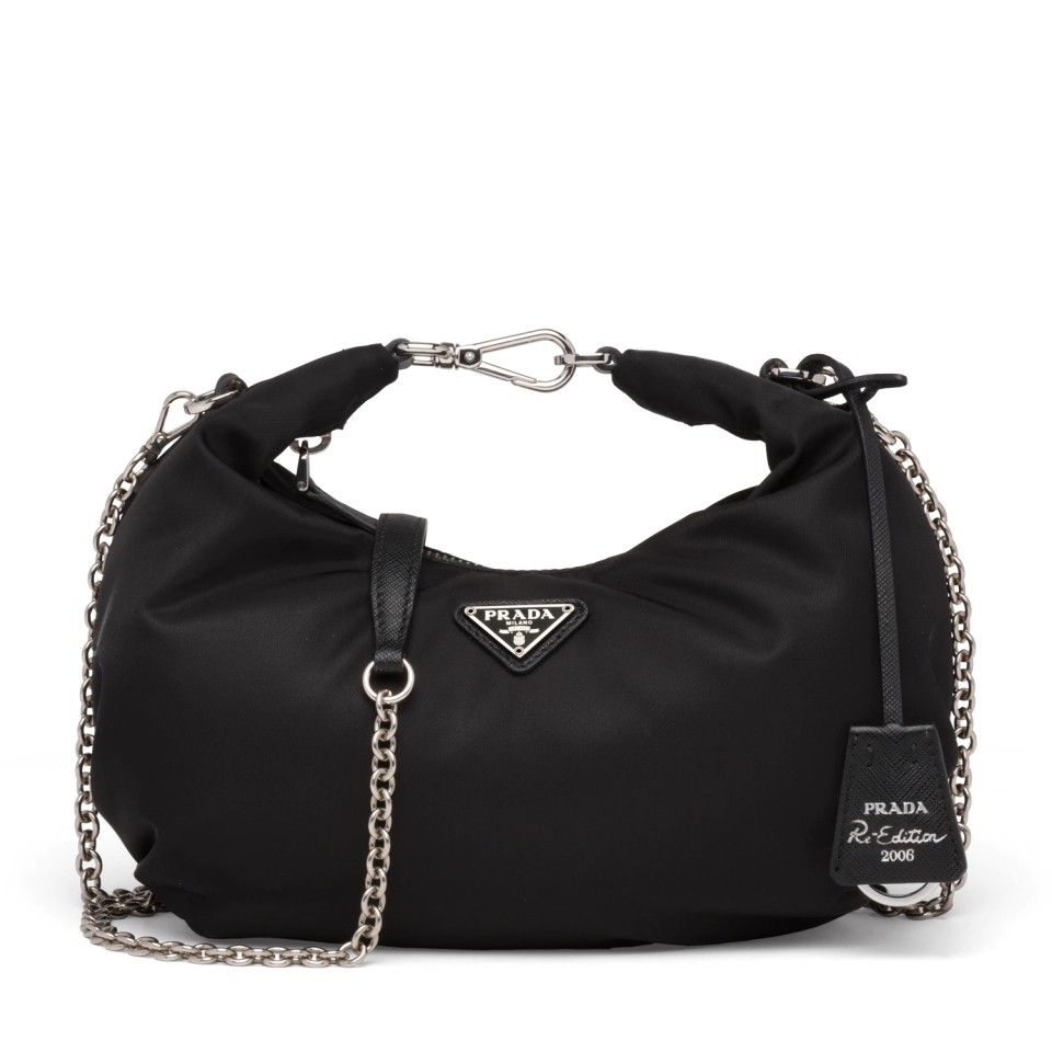 Pra*a black nylon re-edition 2006 hobo bag
