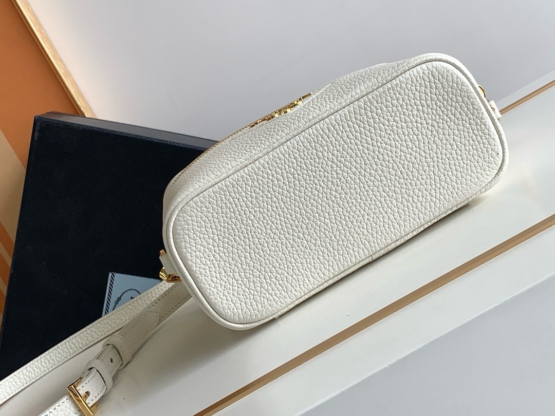 Pra*a mini vanity bag in white grained leather