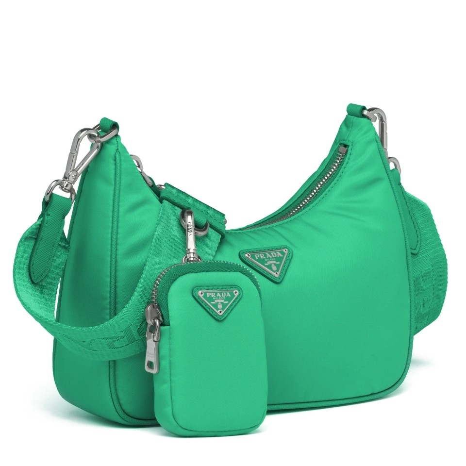 Pra*a green nylon re-edition 2005 shoulder bag