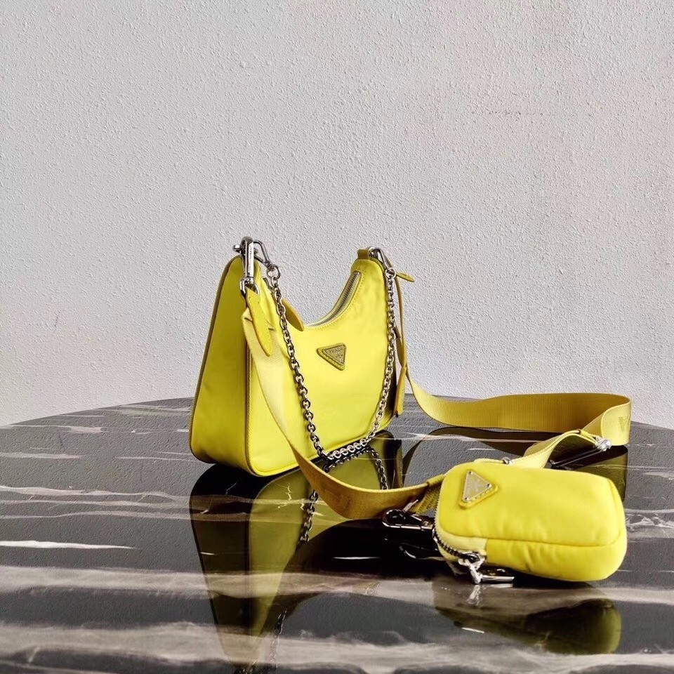 Pra*a pineapple yellow nylon re-edition 2005 shoulder bag