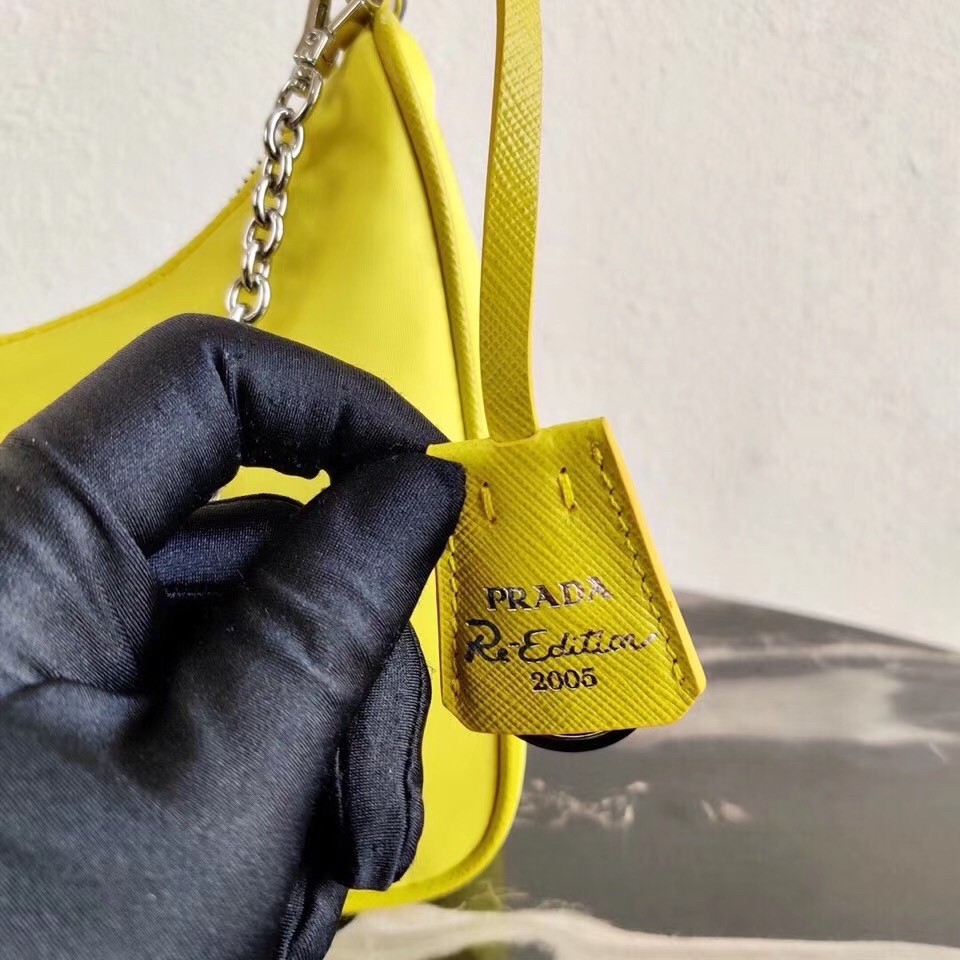 Pra*a pineapple yellow nylon re-edition 2005 shoulder bag